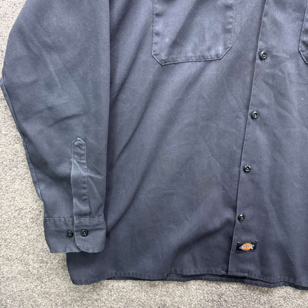 Dickies Flex Work Shirt Mens XL Navy Blue Long Sleeve Button Front Casual - Picture 3 of 12